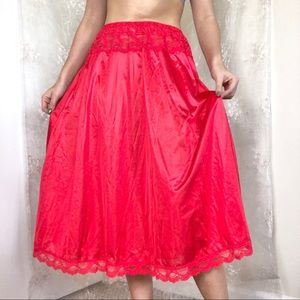 silky red midi slip skirt 🍄